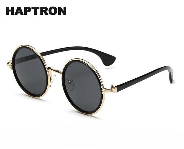 

haptron retro round sunglasses women brand designer vintage gothic sun glasses alloy mirror black pink sunglasses de sol, White;black