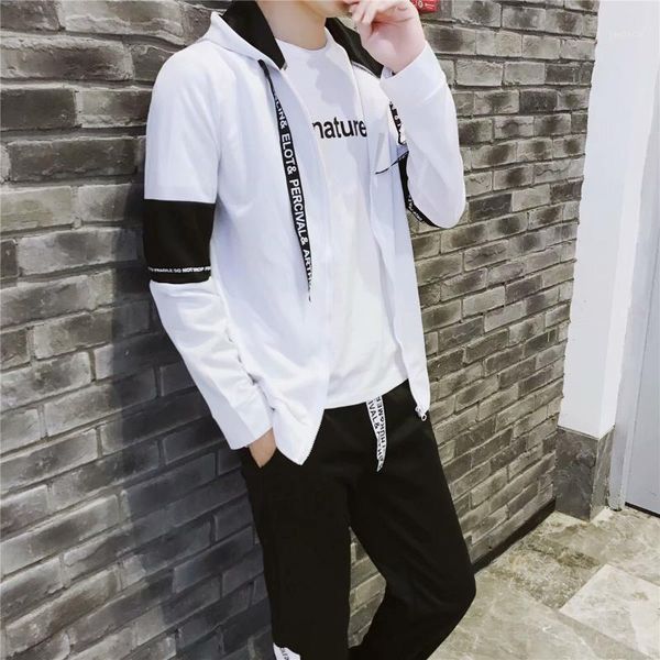 

spring and autumn men's guard clothes new long sleeve suit youth student sportswear men's korean version trend two-piece set1, Gray