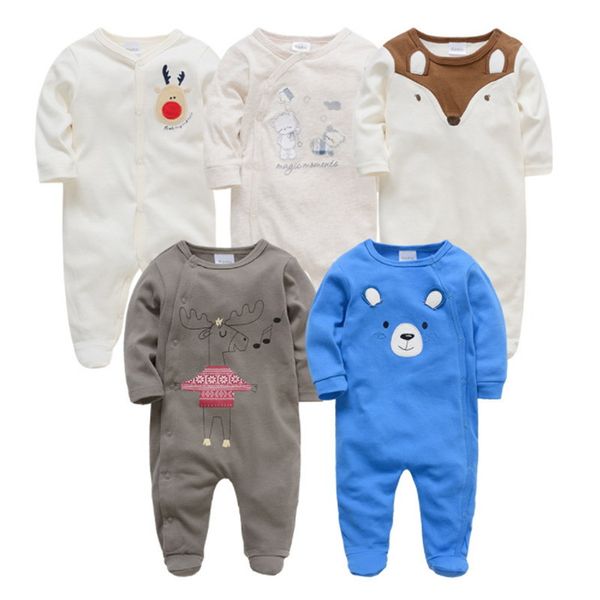 

5pcs/pack romper newborn jumpsuit new born baby clothes cotton onesie boys overalls long sleeve rompers lot wholesale set t200706, Blue