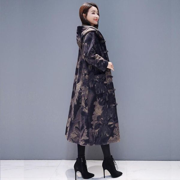 

2020 korean new autumn winter woolen coat fat mm plus size long hooded loose cardigan woolen jacket women thick warm overcoat yf, Black