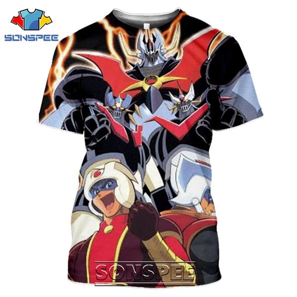 

japanese mazinger z classic anime robot homme 3d print shirts hippie comics harajuku men clothing
