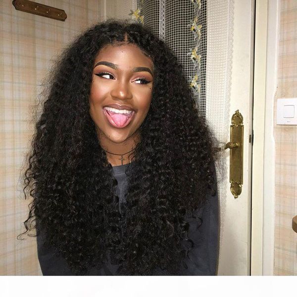

glueless lace front human hair wigs for women kinky curly black color human hair wigs with short remy baby hair, Black;brown