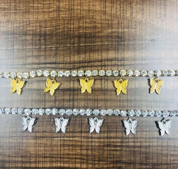 

stonefans gold tennis rhinestone jewelry for women crystal butterfly pendant anklet beach foo jlljtn home003, Red;blue