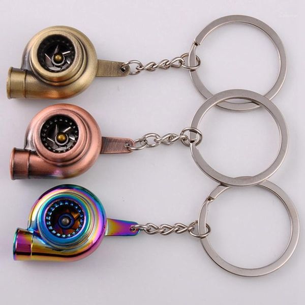 turbo keychain car whistle sound keychain car key chain keyring sleeve bearing spinning model turbine turbocharger1, Silver