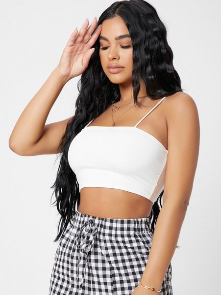 

petite solid crop cami 96ta#, White