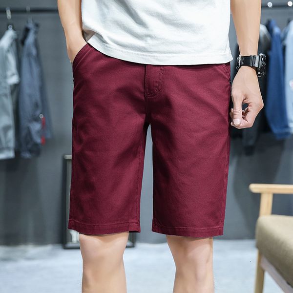 

k351-p30 summer new korean simple men's slim straight casual pants shorts versatile capris, White;black