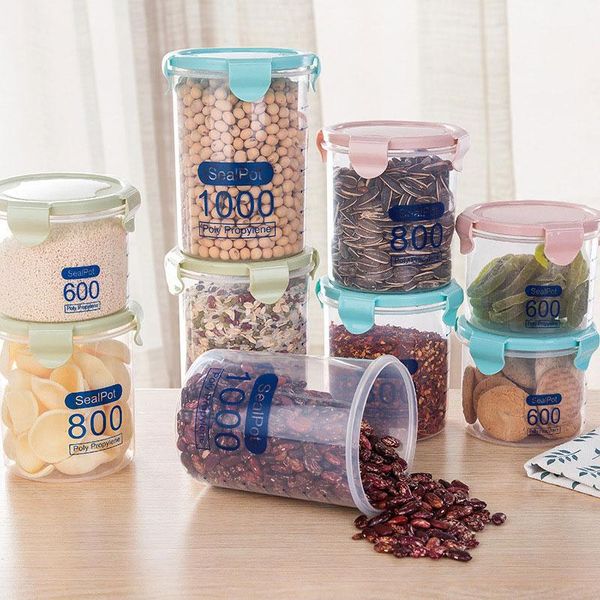 

sealed jar transparent storage tank grain storage box plastic household kitchen refrigerator spice grade nut box