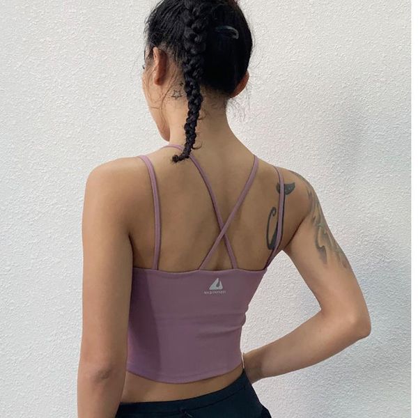 

gym clothing zhangyunuo yoga cross back sports bra tank active wear women solid crop push up for gym1, White;black