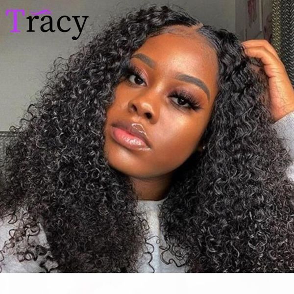 

kinky curly lace closure human hair wig 4x4x1 lace wig with baby hair pre plucked women malaysian remy closure t-part wigs, Black;brown