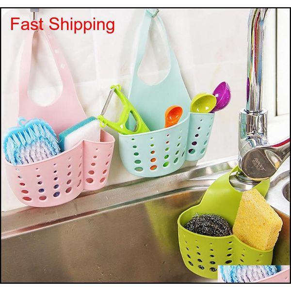 

kitchen hanging drain basket organizer adjustable buckle sink holder shelf gadget storage bag shelving rack faucet qylidr new_dhbest