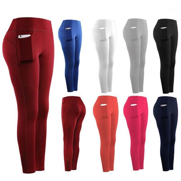 

womens sports yoga leggings high waist ankle length stretchy leggings womens yoga pants sport fitness running workout trousers1, White;red