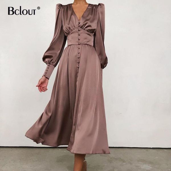 

bclout elegant a-line shirt dress fashion beige slim v neck long dresses woman latern sleeve button autumn winter vestidos, Black;gray