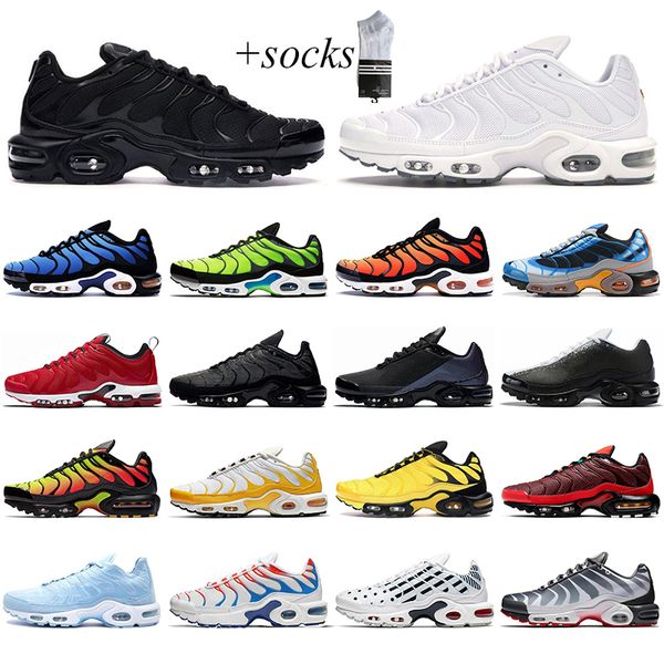 

tn running shoes for men women triple black white hyper blue frequency pack unite totale chaussures outdoor sport sneaker mens trainer, White;red