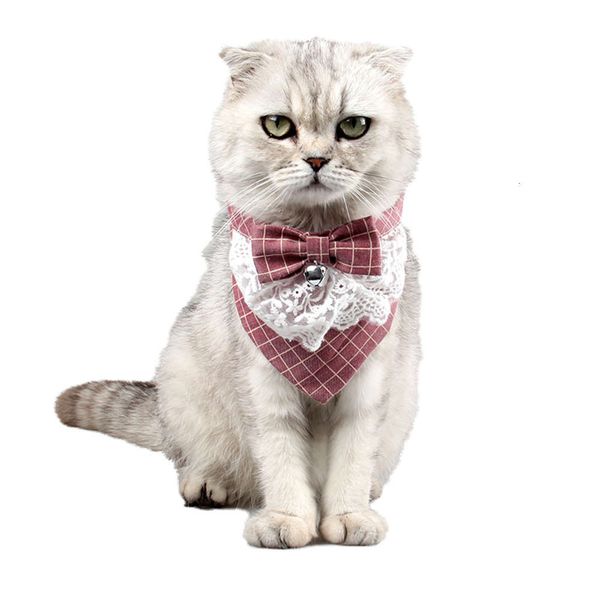 

pet products factory cat saliva towel lattice british triangle scarf dog lace go out bib