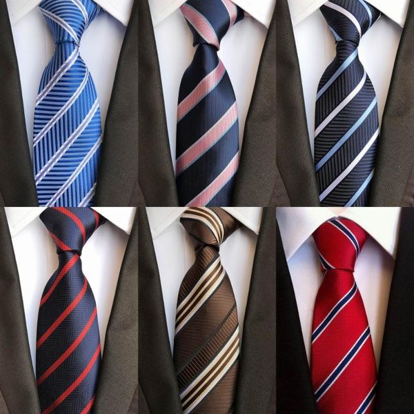 

new style 8cm tie for men striped blue white red jacquard woven classic men neck ties wedding party gravatas groom silk necktie, Black;gray