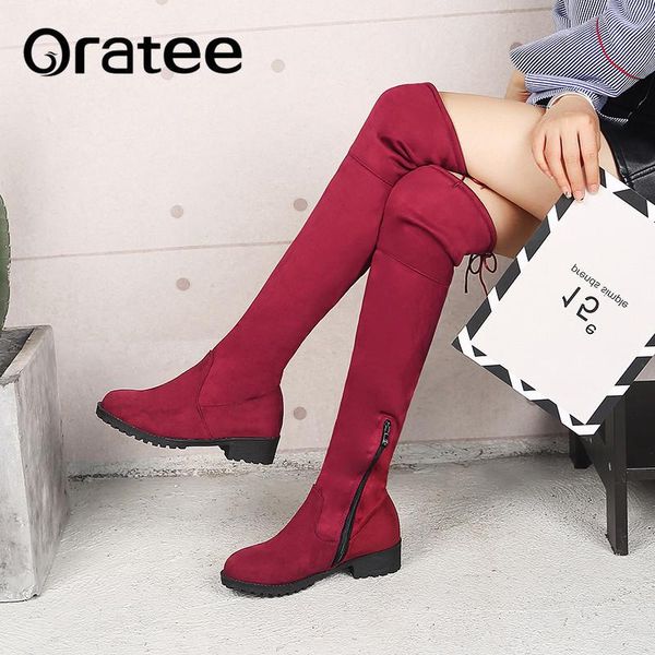 

new slim boots over the knee high boots women fashion thigh high snow comfort ladies autumn winter shoes plus size, Black