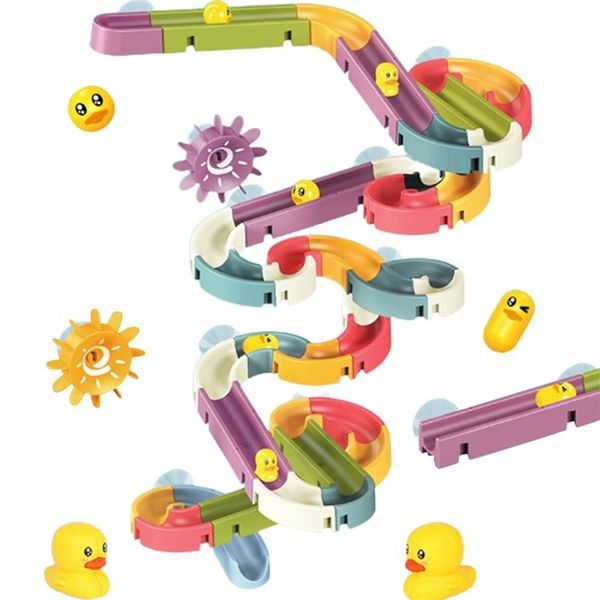 

66pcs/set baby bath toys diy assembling track slide water tool games room swimming shower kids toy duck water toys for kids 201223