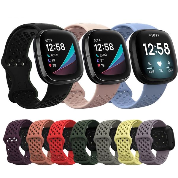 

for fitbit versa 3 silicone strap sports breathable wristband bracelet band for fitbit sense / versa3 smart watch accessories