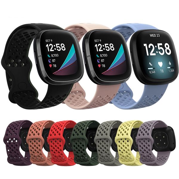 Per Fitbit Versa 3 Strap in silicone Sport Bracciale traspirante Braccialetto da polso Braccialetto per Fitbit Sense / Versa3 Smart Watch Accessori