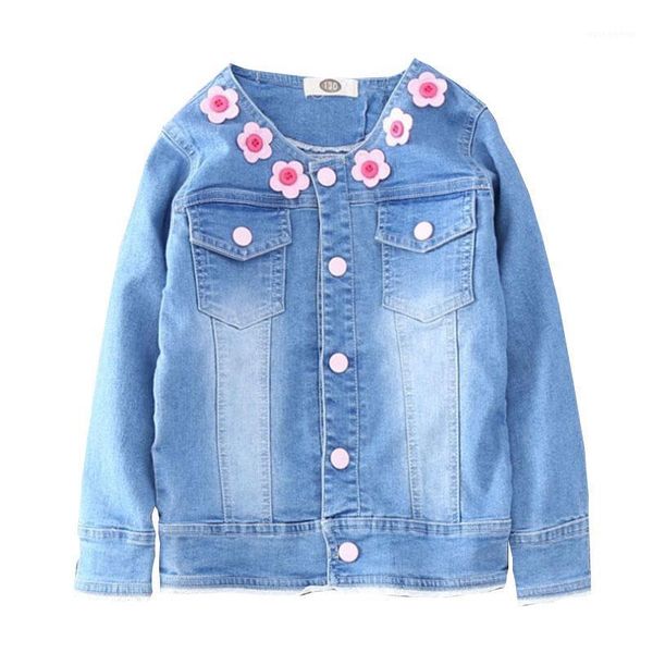 

jackets kids girls denim jacket children clothes spring/autumn embroidery flowers coats baby outerwear fashion clothing1, Blue;gray