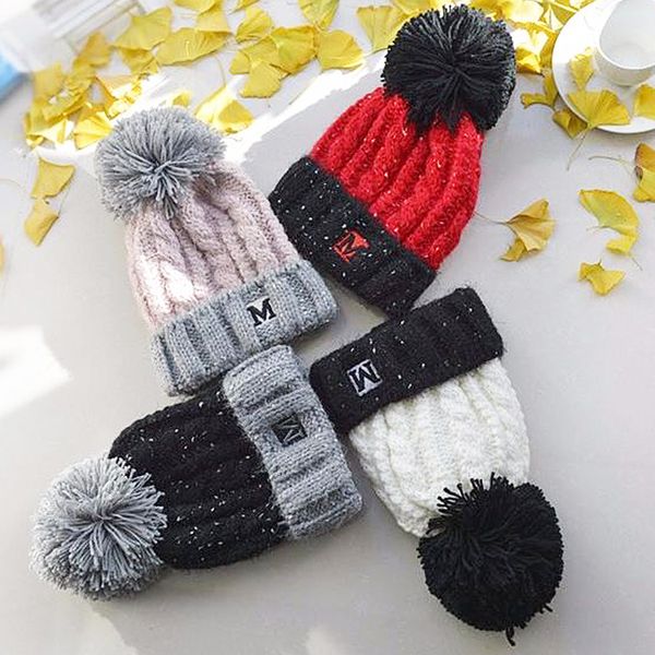 

m296 autumn winter womens knitted hat letter warm beanies skull caps lady knitted hat, Blue;gray