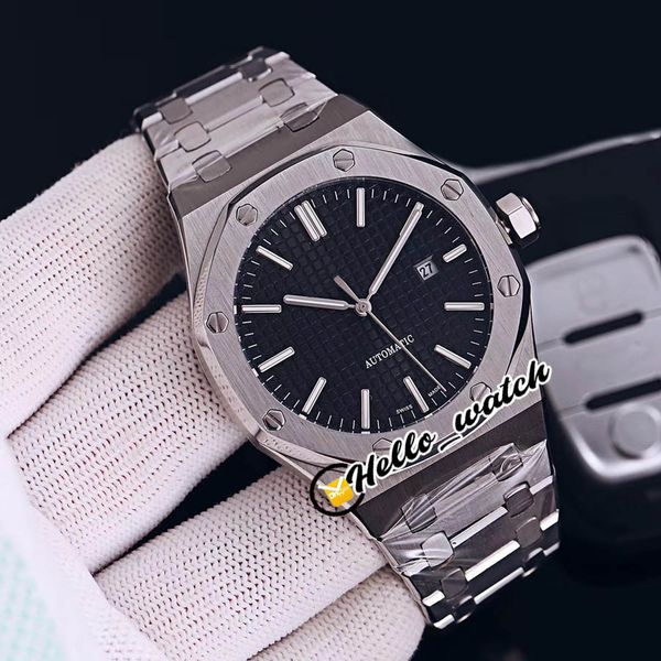 

3a new oak 41mm 15400st.oo.1220st.01 miyota 8215 automatic mens watch black texture dial stainless steel bracelet watches sport hello_watch, Slivery;brown