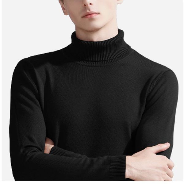 

solid sweater men's turtleneck high-neck basic shirt kintted undershirt youthful pullover men's sweaters jumper high lapels1, White;black