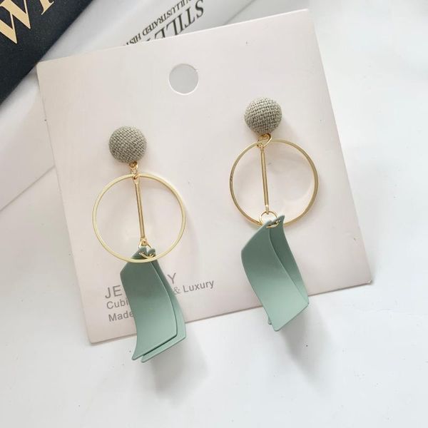 

stud fairy earrings metal circles long curved earring ear clip style temperament, qiu dong woman push-back zinc alloy, Golden;silver