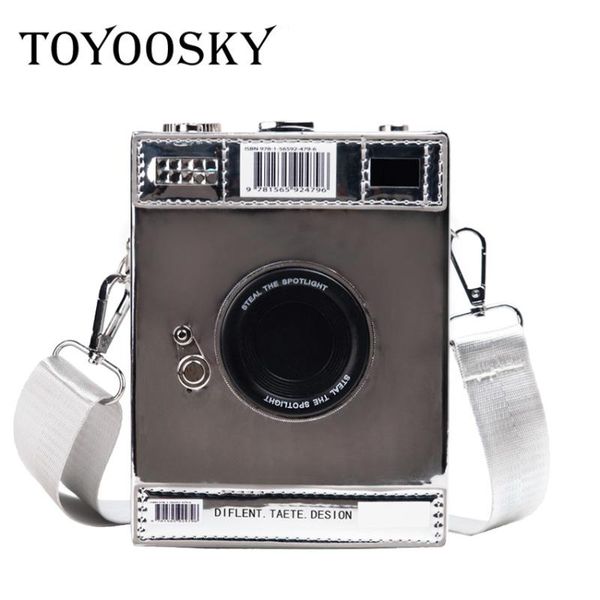

toyoosky women crossbody creative camera shaped messenger bags designer mirror laser leather handbags small camera shoulder bag