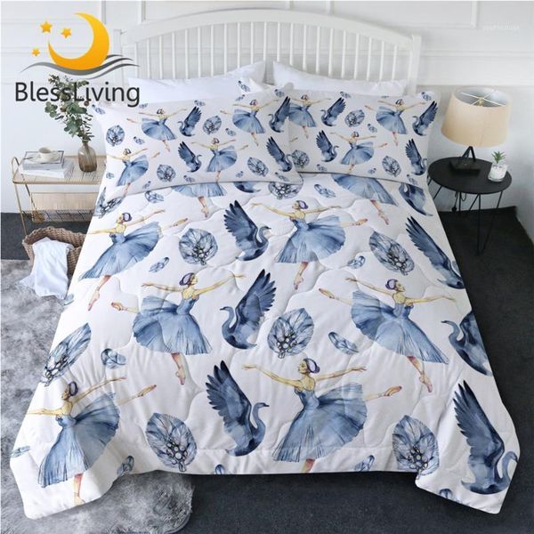 

blessliving ballet summer quilt set ballerina watercolor comforter elegant swan bedding throw dancing girl thin duvet set 3pcs1