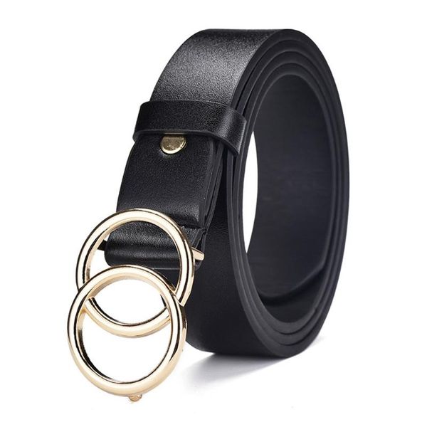 

casual pu accessories women belt gift decoration waistband adjsutable jeans double round buckle all suit easy use dress, Black;brown