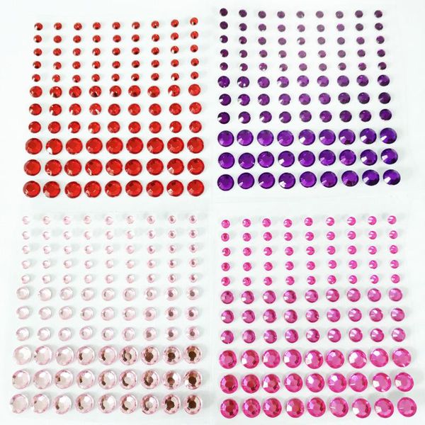 

gift wrap (2 sheets) 198pcs round 4mm 6mm 8mm acrylic rhinestone gem stickers self adhesive sticky crystal diamantes diy embellishments