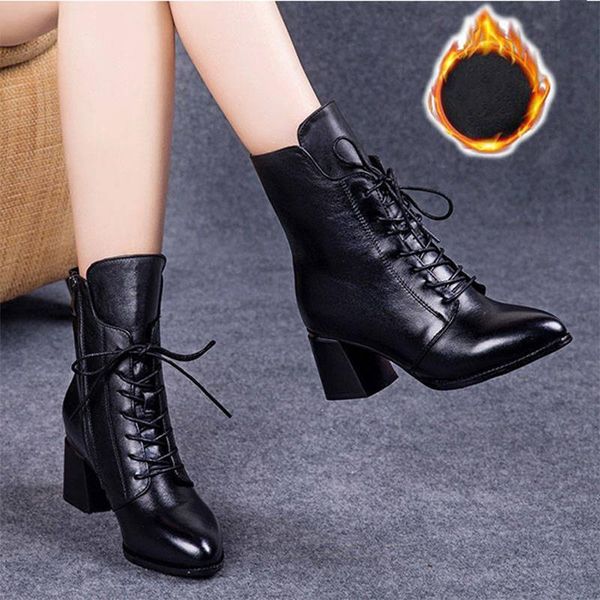 

2020 новые ботинки женщин держите теплые высокие каблуки zapatos mujer моды сексуальные снега сапоги женские ботинки женщин насосов боковой, Black