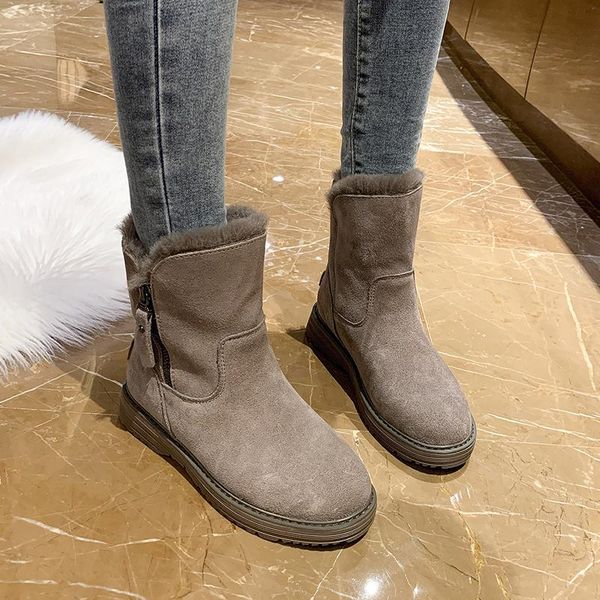 

2021 winter women snow boots platform plush gothic shoes women fashion khaki warm fur boots black snow