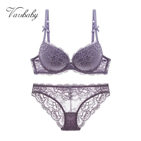 

varsbaby gathered lace push up solid bra set women underwear y200115, Red;black