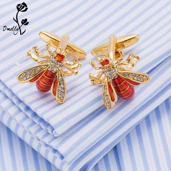 

luxury man cuff links shirt suit crystal bee animal gold filled cufflinks man gift wholesale in bulk ing, Silver