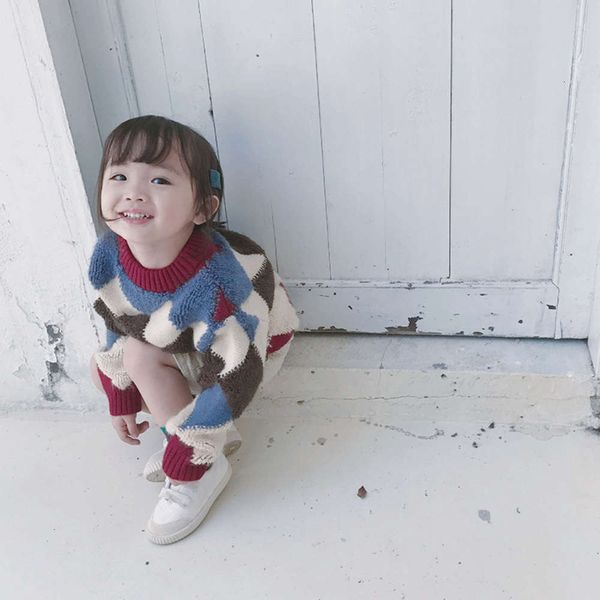 

undershirt girls' children's autumn and winter pullover thickening baby's new foreign sle sweater, Blue