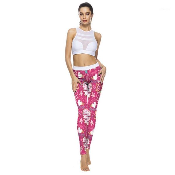 

yoga outfits sagace 2021 summer pink love print leggings pants women high waist casual elastic trousers quality1, White;red