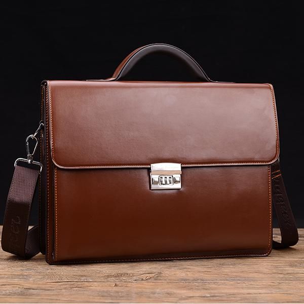 

high grade thicken leather men business code briefcase 14" lapbag