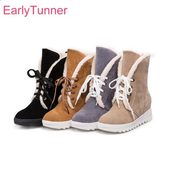 

brand new sales warm winter black gray women ankle snow boots fashion lady wedge casual shoes lace up eha66 plus big size 43 10