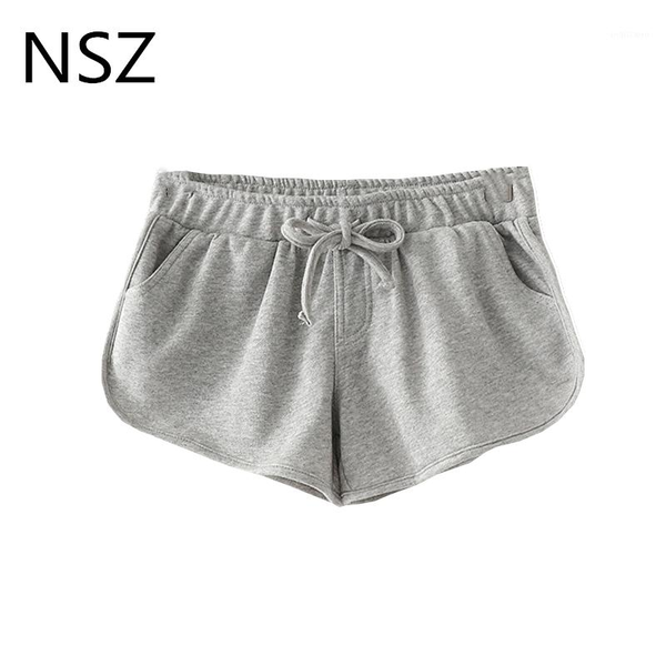 

nsz women cotton bum shorts summer fashion ants short pants booty shorts drawstring waist femme streetwear new items 20201, White;black
