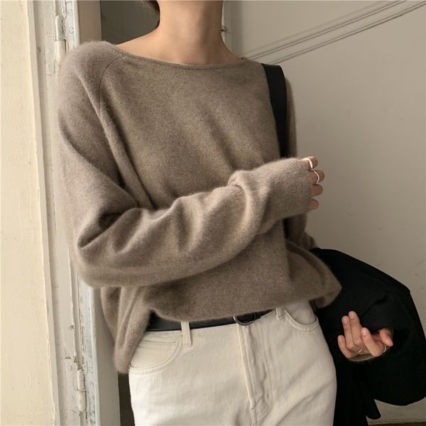 

2021 women's pullovers neck 100% knitting sweater sale soft (camel) long female wool jumpers sd0q, White;black