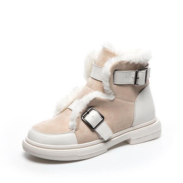 

swyivy genuine leather ankle boots women winter shoes high 2020 white sneakers high fur warm snow boots for women, Black