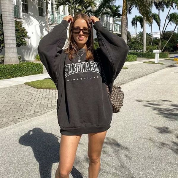 

solid color letter print loose crew neck womens hoodies sweatshirts long sleeve