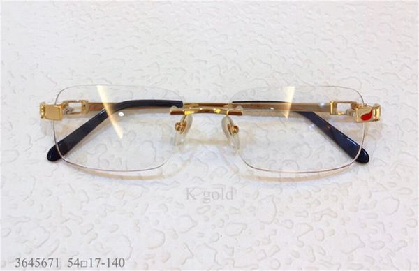 

new fashion design 18k frames 3645671 gold-plated ultra-light square rimless optical glasses men business style eyewear quality, Black