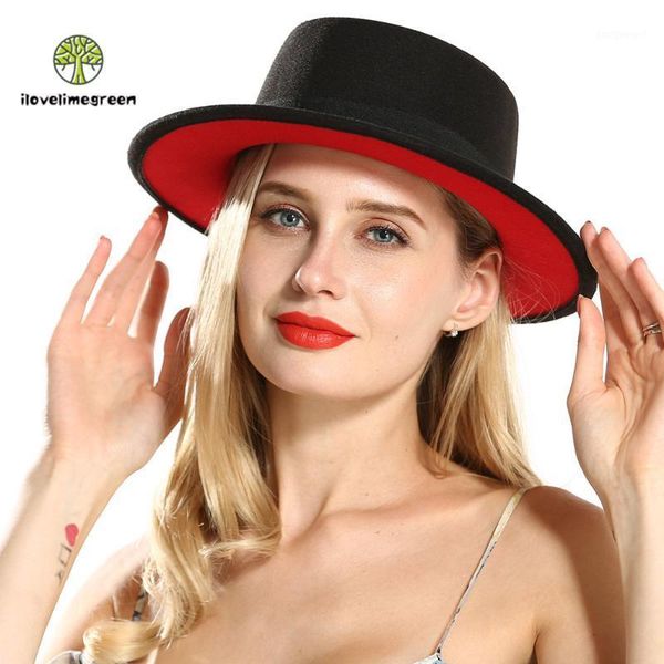 

2020 sell european and american new fashion woolen felt fedora jazz panama black red patchwork hat and caps1, Blue;gray