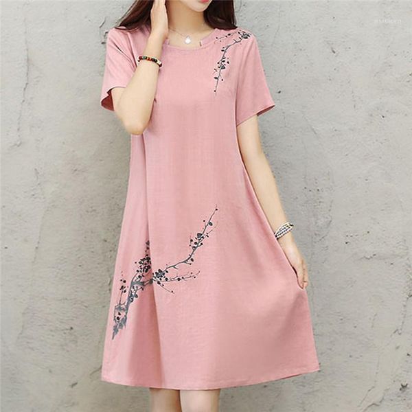 

female dress 2020 women's new nightdress casual short sleeve fashion plum pattern print comfy nightgown summer elegant dress1, Black;gray