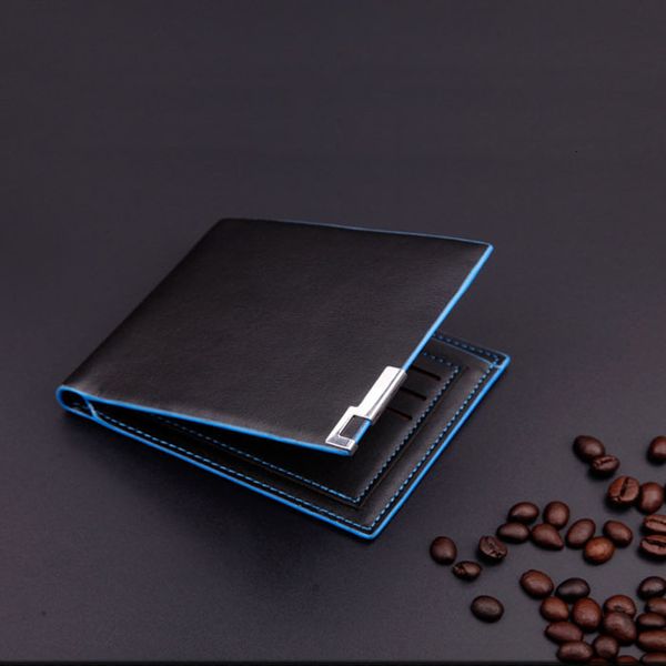 

men bag wallets stylish bifold business card holder coin purse short male clutch leather wallet, Red;black