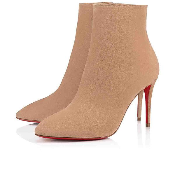 

lady winter boots paris design red bottom голеностопного загрузки sokate booty стиль, женщины королева высокие каблуки гладкие обувь из нату, Black