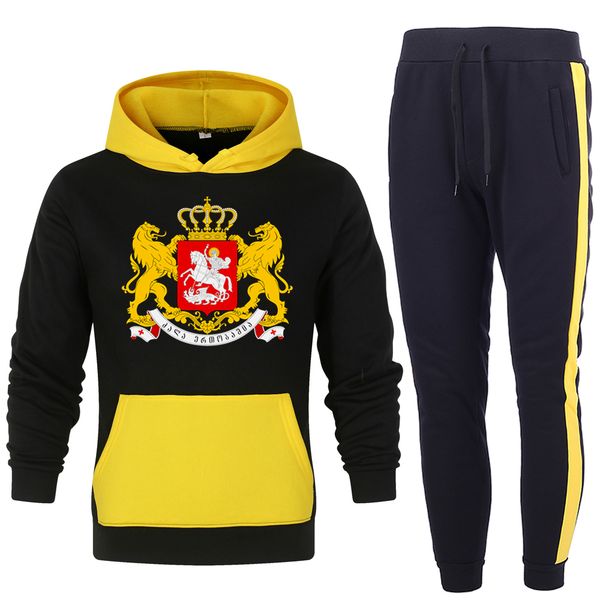 

autumn winter male fleece suit 2 piece sets hoodies sweatshirt and pants suits men drawstring tracksuit set men's casual sets lj201126, Gray